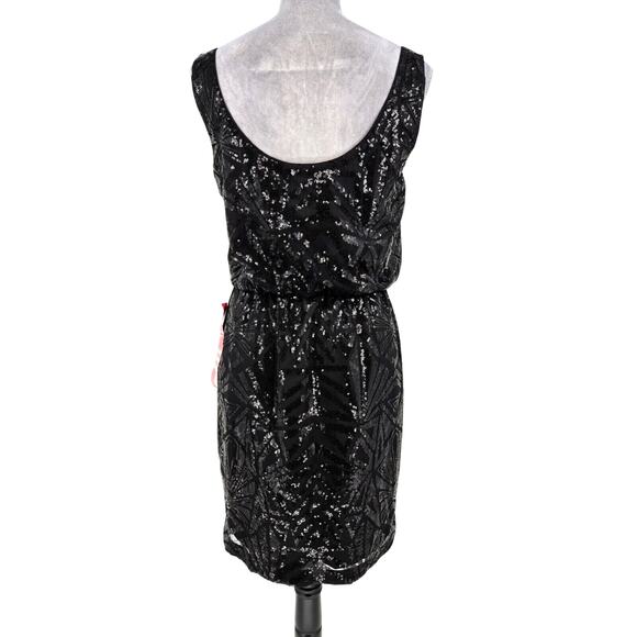 Jessica Simpson Dress Womens 8 Black Sequins Lined Scoop Neck Formal Wedding New - Picture 1 of 16